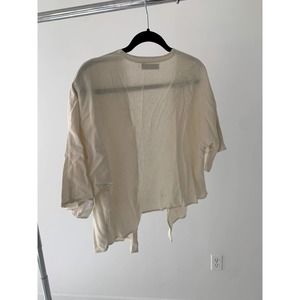 Na Nin Womens Silk Open Front Long Sleeve Cropped Top Beige Size 1